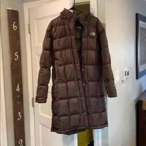 north face metropolis parka brown, 600 fill